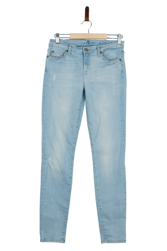 Przejdź do produktu 7 for all mankind spodnie jeans damskie jasnoniebieskie z przetarciami 29