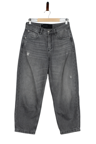 Przejdź do produktu Drykorn jeansy damskie szare mom fit 25/32 luźne przetarcia wysoki stan.
