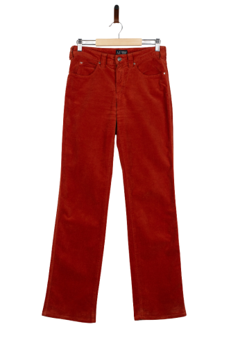Przejdź do produktu Armani Jeans spodnie damskie sztruksowe pomarańczowe 28 klasyczne premium