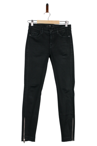 Przejdź do produktu 7 For All Mankind jeans damskie 27 czarne skinny z zamekiem na nogawkach