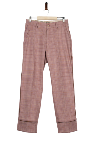 Przejdź do produktu Mos Mosh spodnie różowe damskie 36 w kratę eleganckie proste