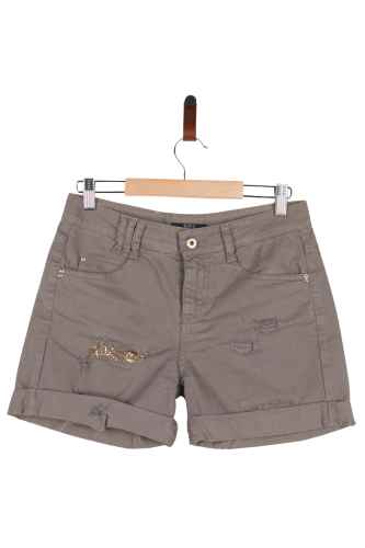 Przejdź do produktu Patrizia Pepe szorty khaki/szare damskie 40 przetarcia z cekinami