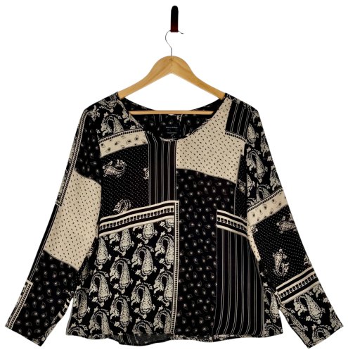 Przejdź do produktu Marc O’Polo damska bluzka-tunika 34 patchwork czarna/ecru unikat premium