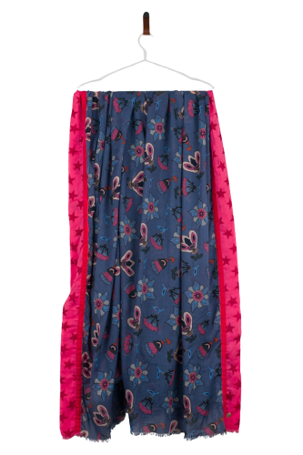 Przejdź do produktu Lieblingsstück damska chusta multicolor w kwiaty różowo-granatowa styl boho