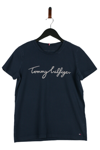 Przejdź do produktu Tommy Hilfiger damska koszulka granatowa z logo S stan bardzo dobry