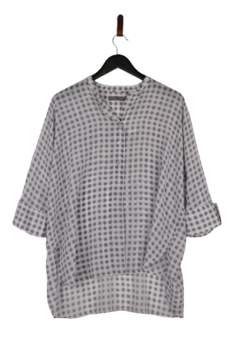 Przejdź do produktu FFC śliczna damska bluzka szara w kratę oversize 36 stan bardzo dobry