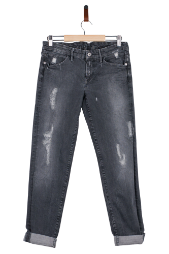 Przejdź do produktu 7 For All Mankind damskie spodnie jeans grafitowe z przetarciami