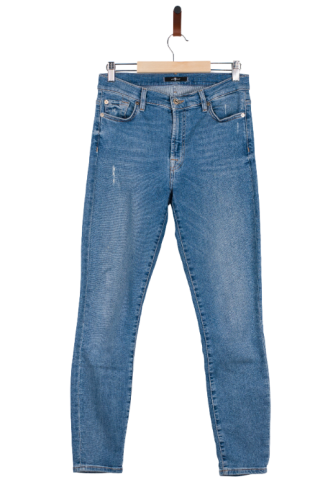 Przejdź do produktu 7 For All Mankind damskie spodnie jeansy rozm. 28 denim z przejaśnieniami